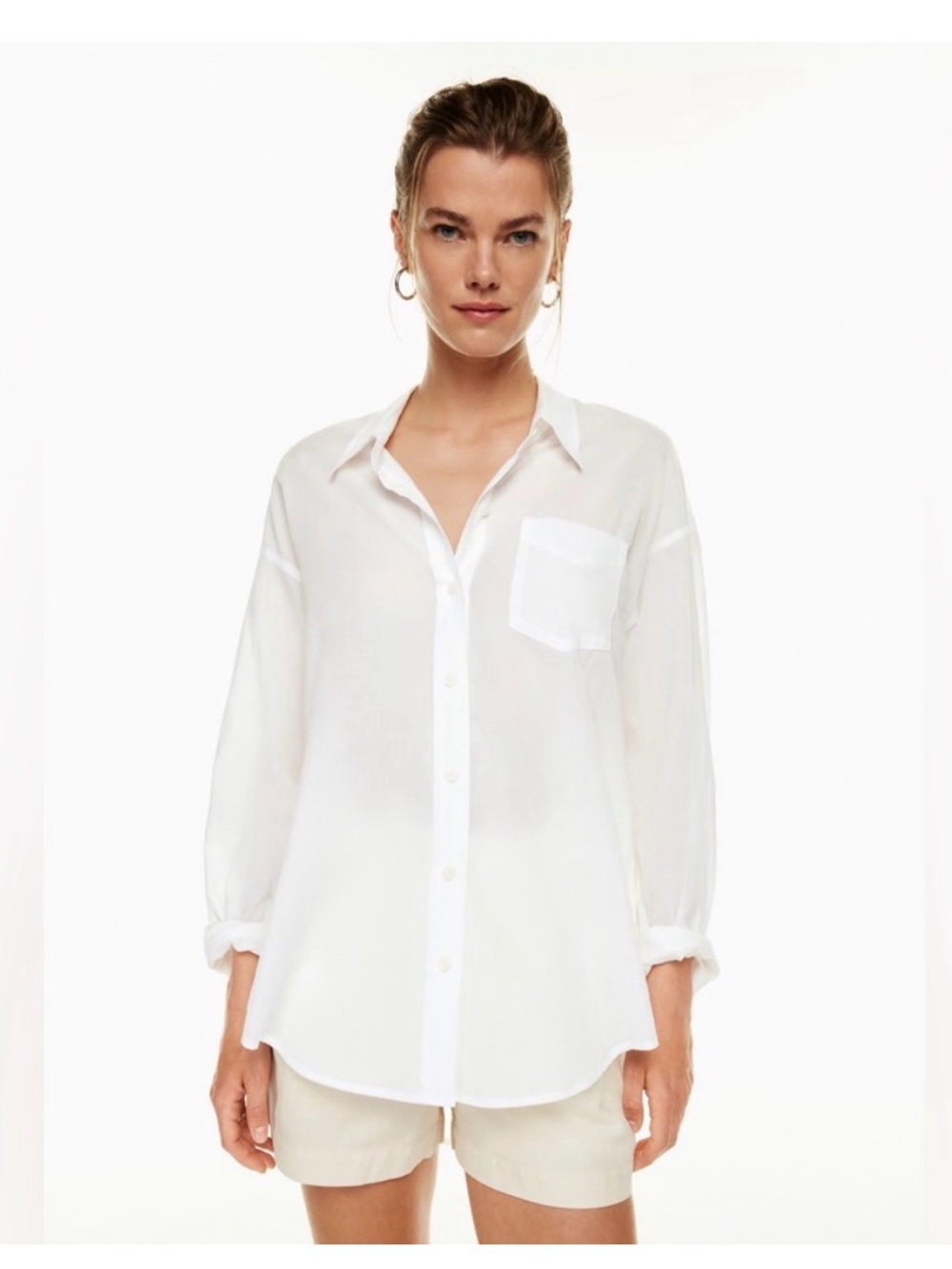 Aritzia Sunday Best White Button-Front Women's Shirt - Classic Lightweight Top